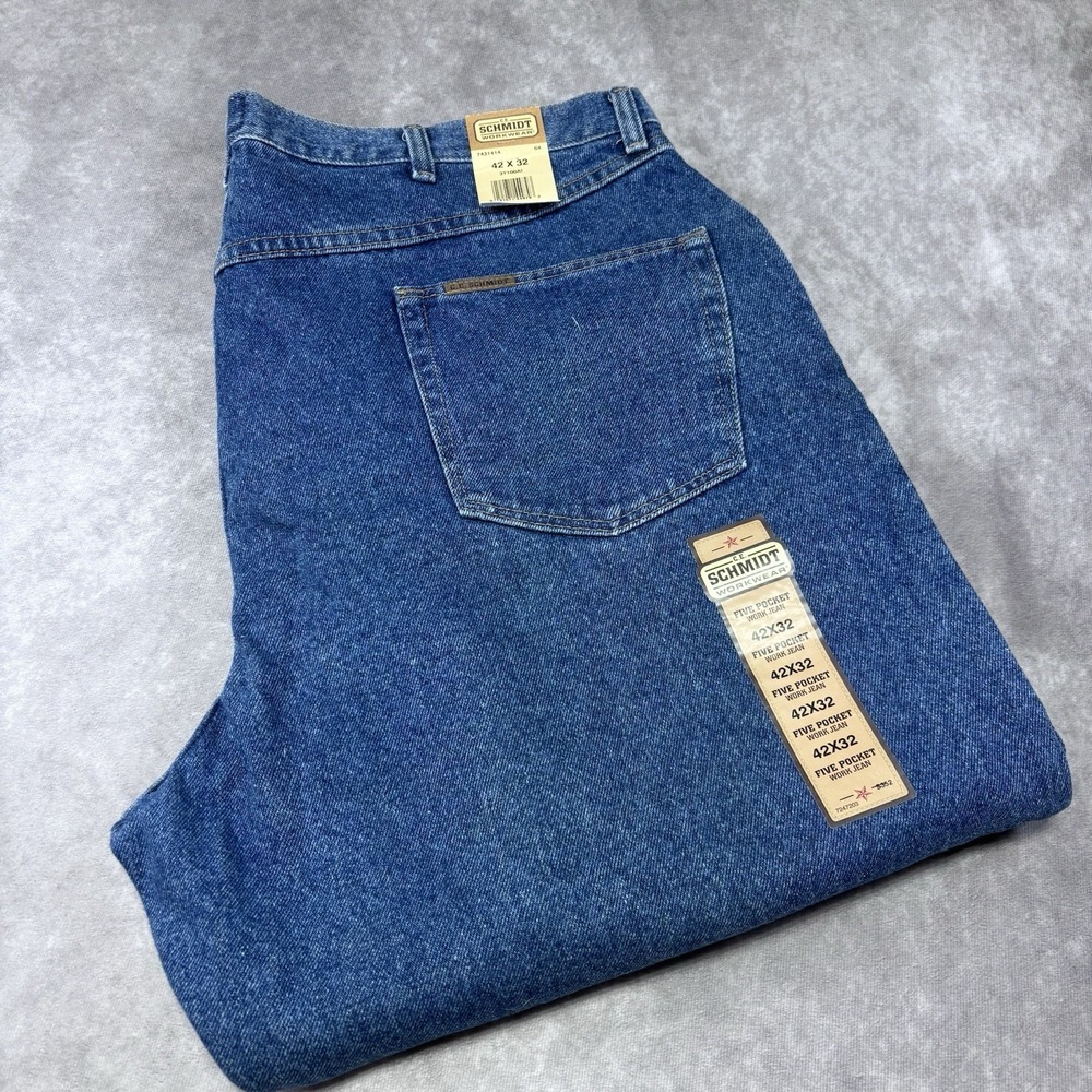 CE Schmidt Jeans Mens 42x32 5 Pocket Work Jeans Blue Denim NEW w/Tag Relaxed Fit